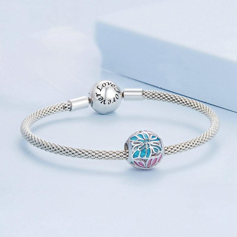 925 Sterling Silver Platinum Plated Butterfly Bracelet In 5