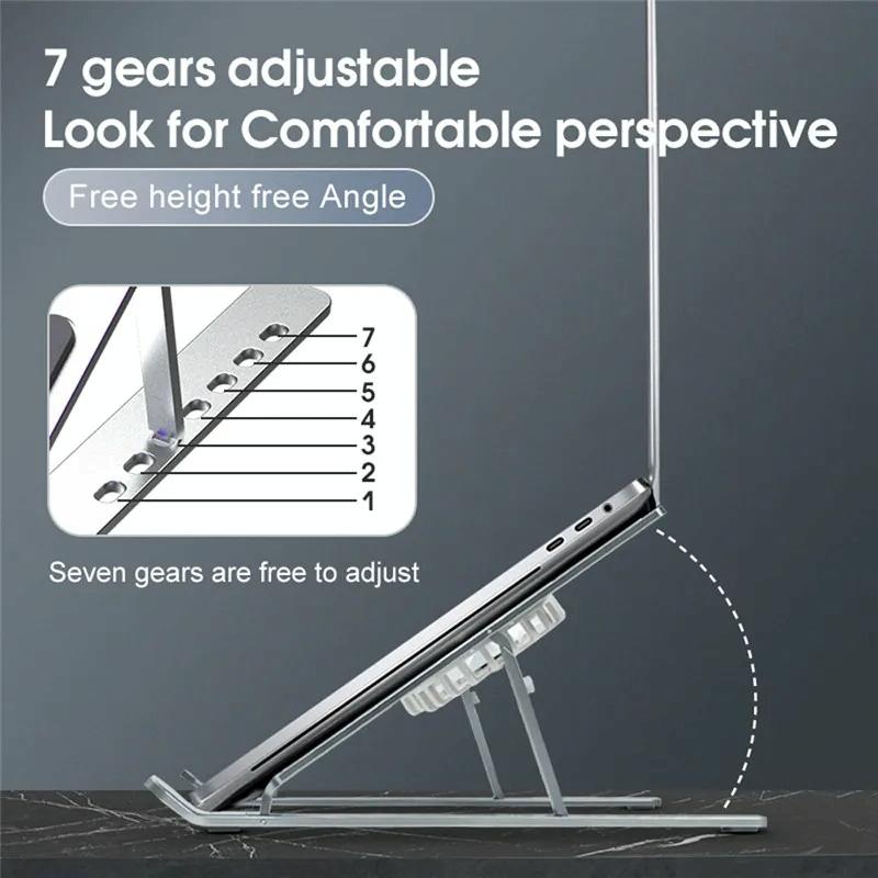 Foldable Laptop Cooling Stand with Ambient Light - Silver 9