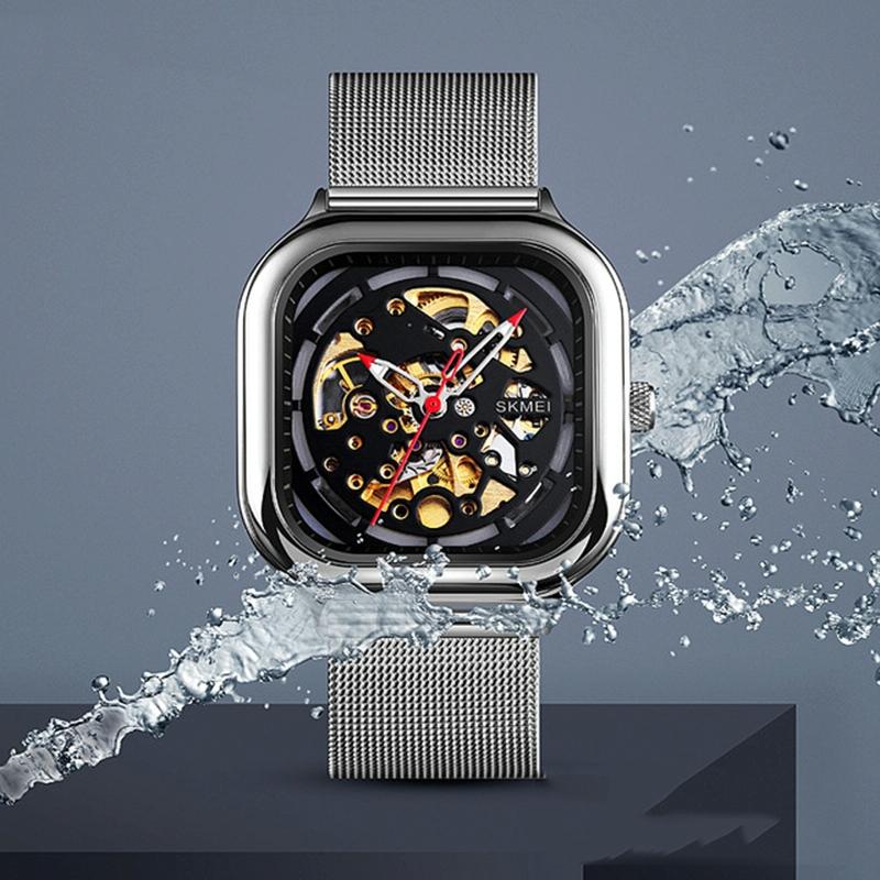 Men Automatic Tourbillon Watch with Mesh Strap - Black 5