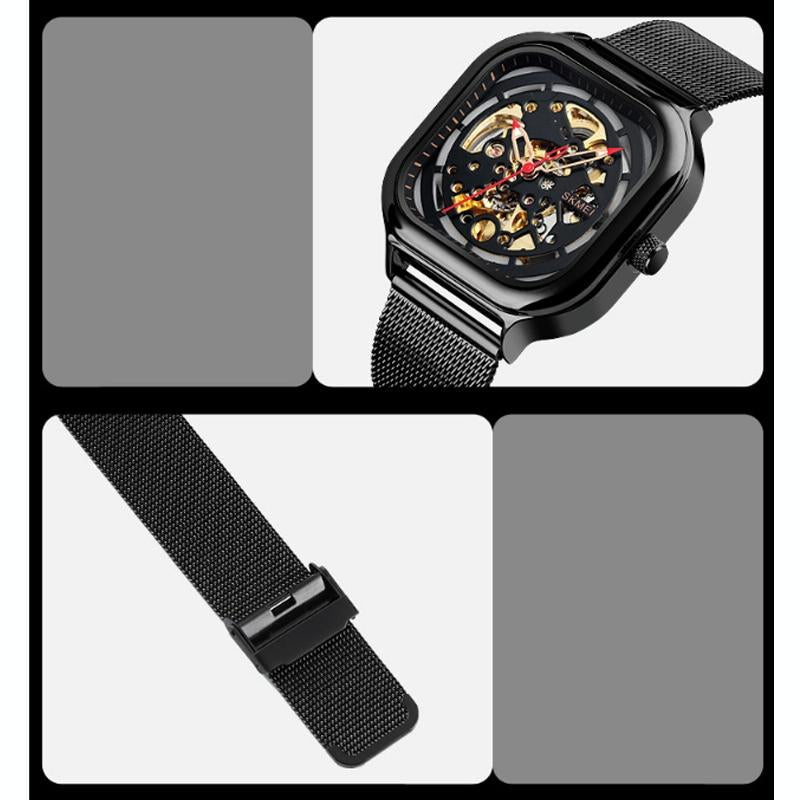 Men Automatic Tourbillon Watch with Mesh Strap - Black 6