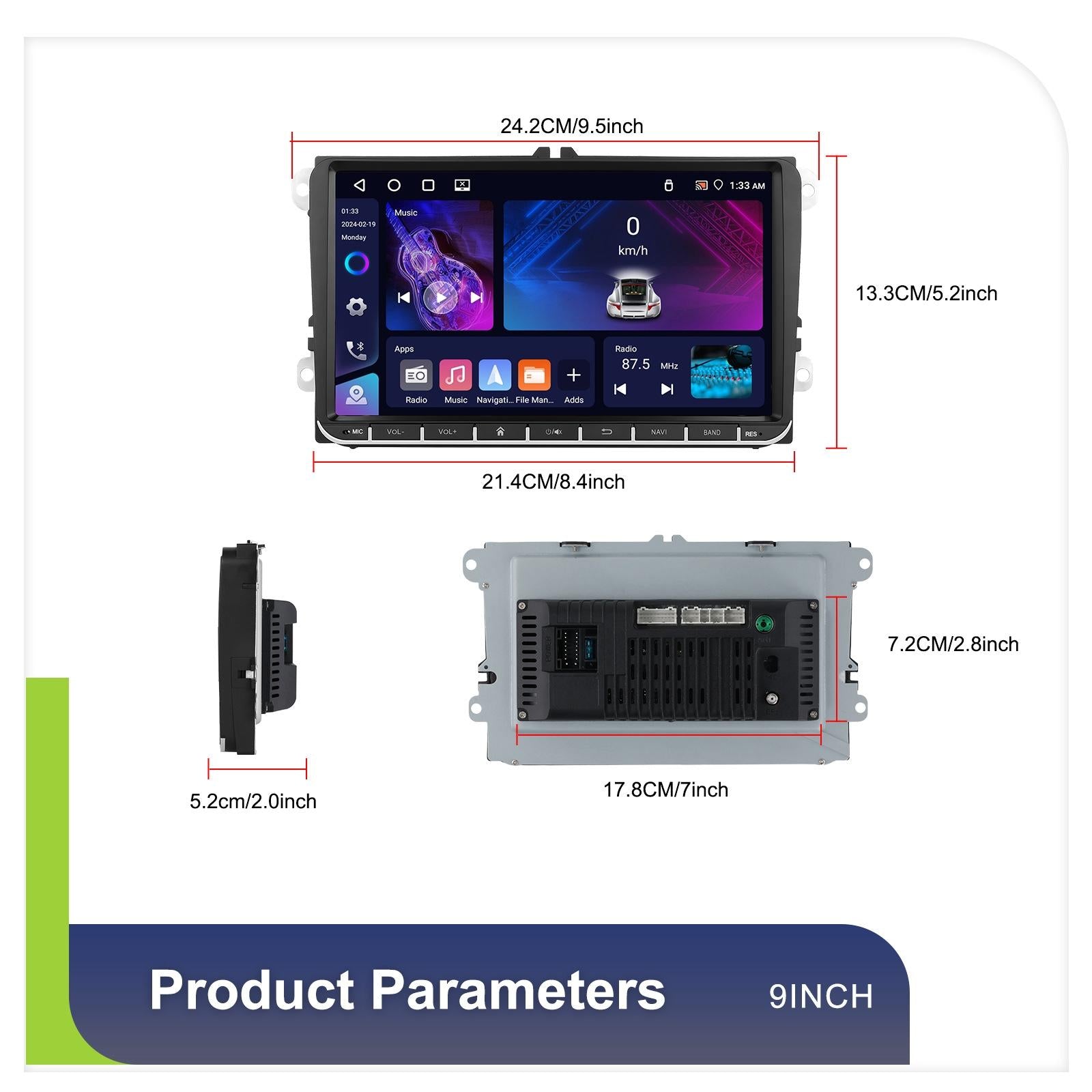 Android 13 Multimedia Player For Vw - 4 + 64G - 9-Inch 8