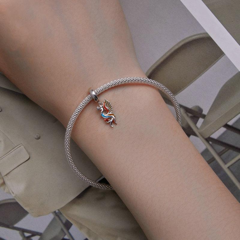 925 Sterling Silver Phoenix Bracelet With Zircon Pendant 6