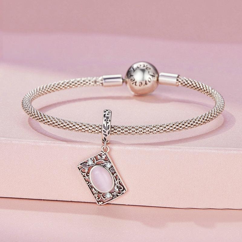 925 Sterling Silver Zircon Square Tag Bracelet In 4