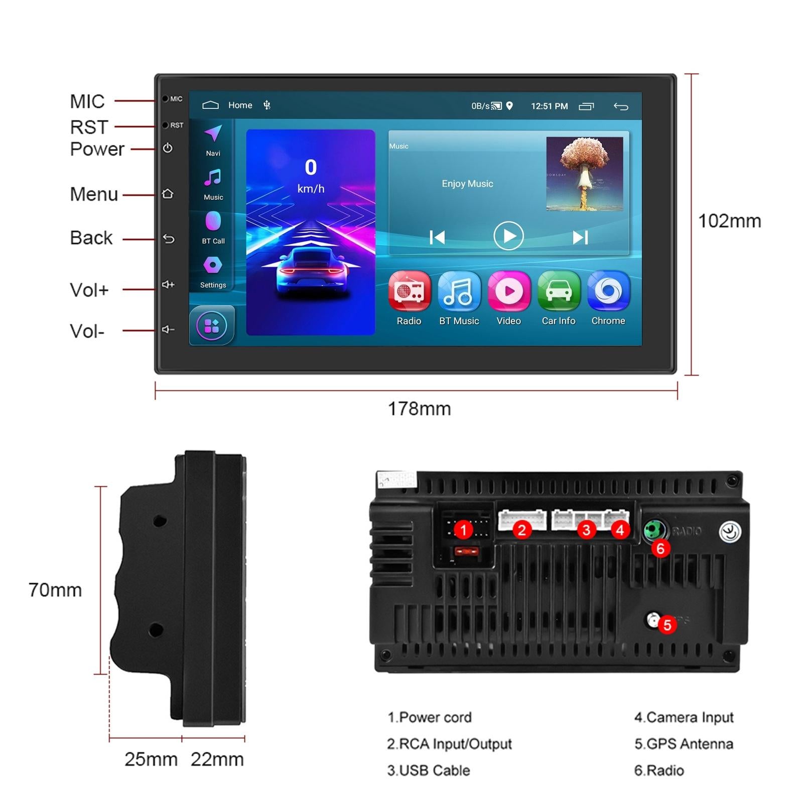7 Inch Android 11 Carplay Navigation Player - 2 + 32G 4