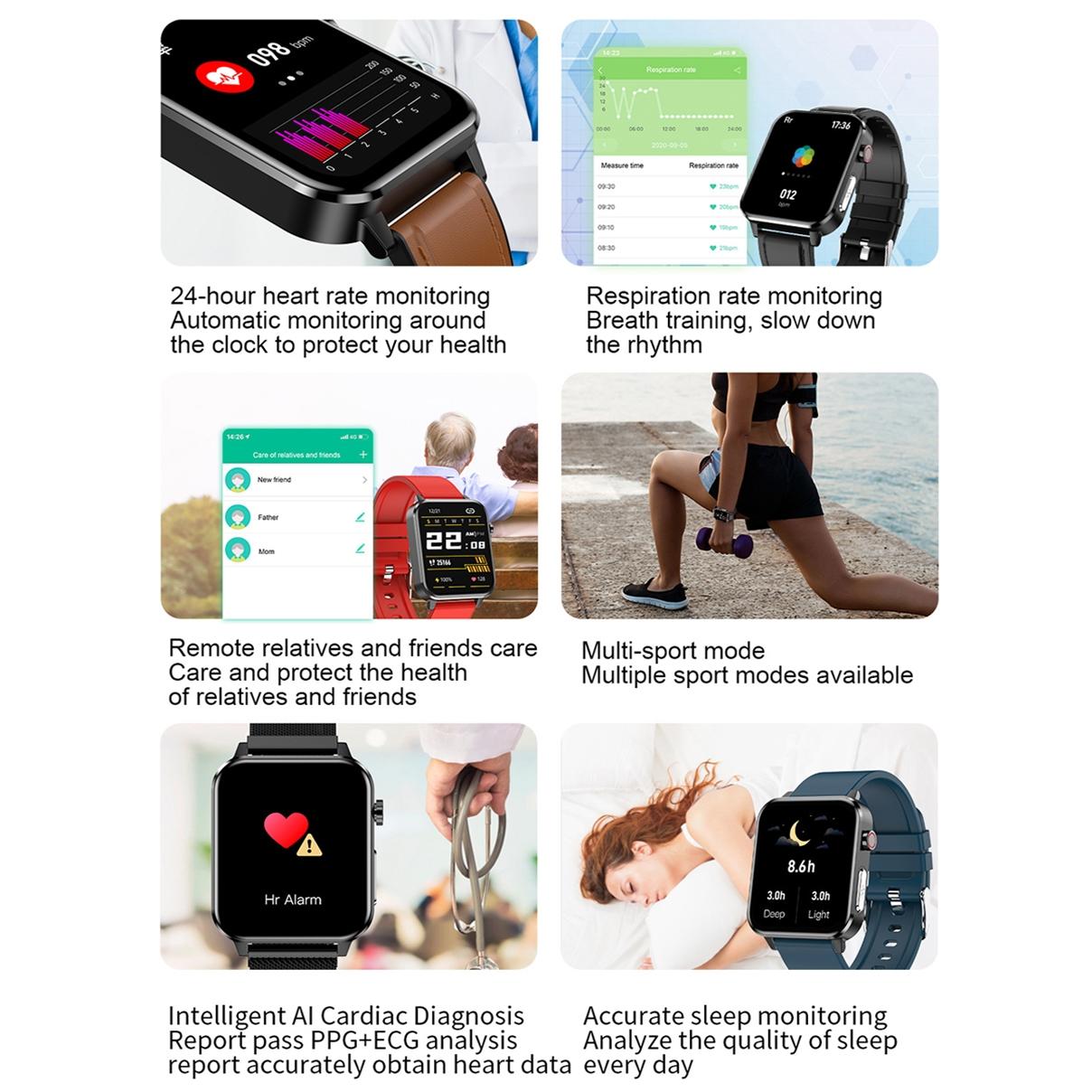 1.7 Inch Smart Bluetooth Watch With Heart Rate Monitor Blue 7