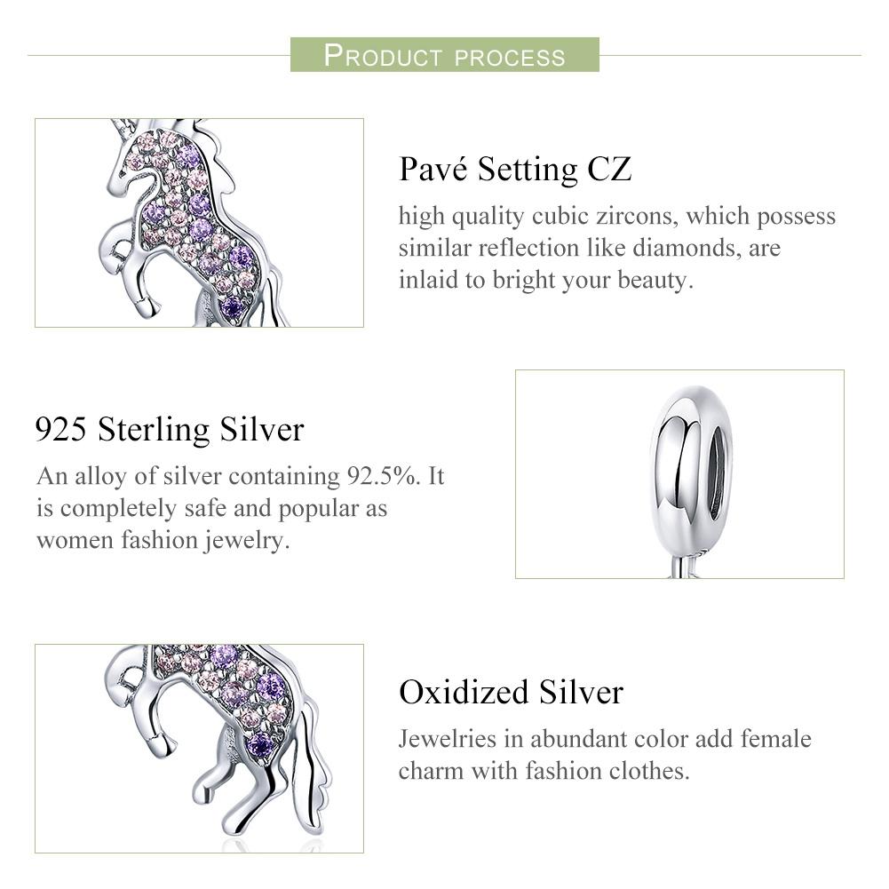 925 Sterling Silver Diy Unicorn Beaded Bracelet & Necklace Set Pendant Beads Style - Bead 5