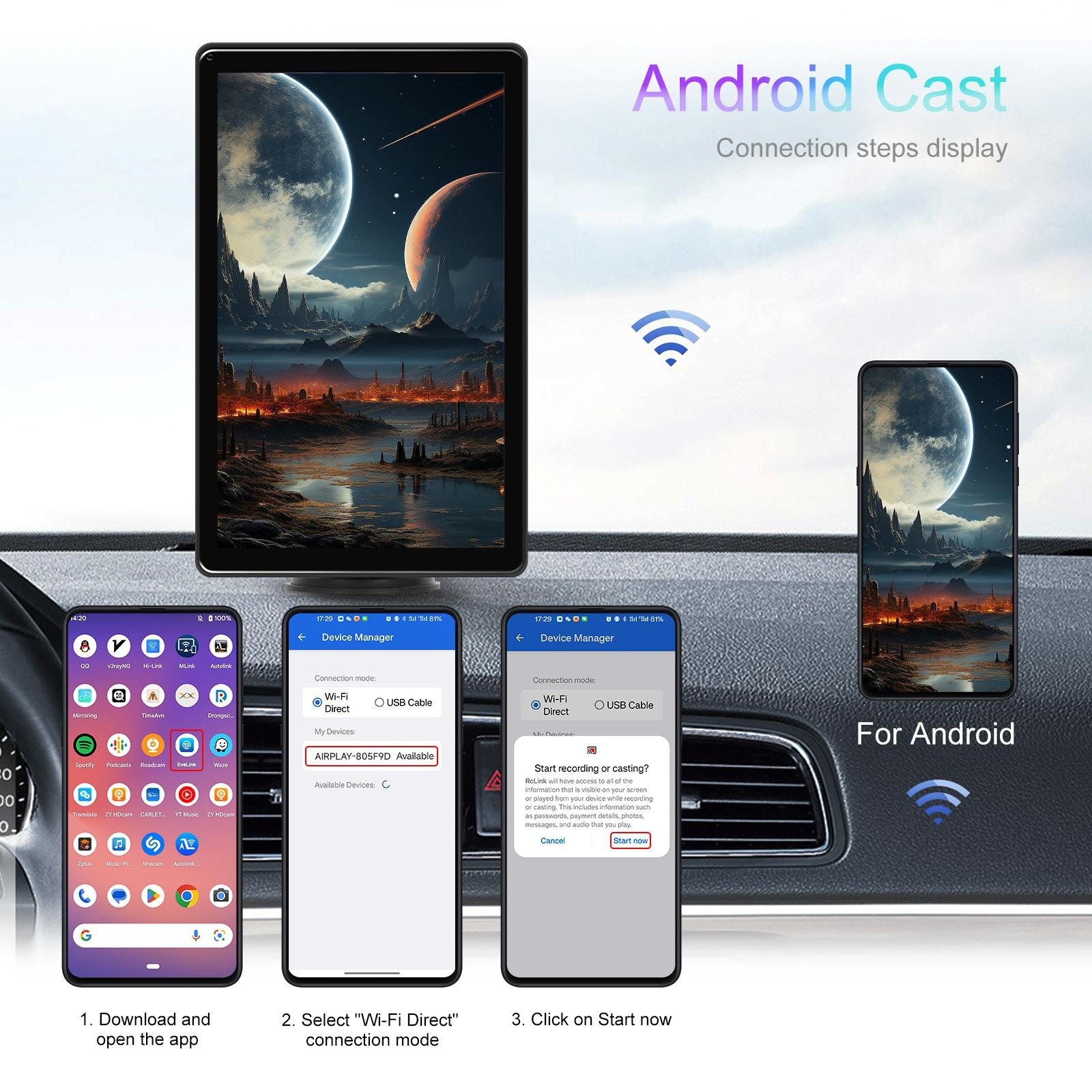 8 Inch Full Touch Car Screen Player - Horizontal / Vertical Carplay / Android Auto - Standard 5