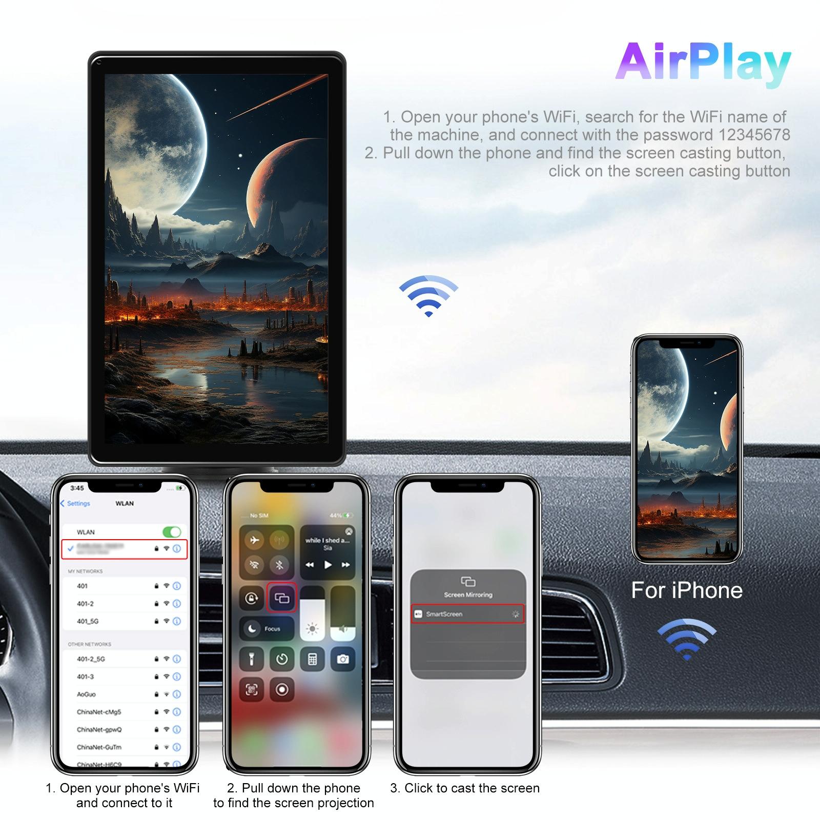 8 Inch Full Touch Car Screen Player - Horizontal / Vertical Carplay / Android Auto - Standard 6