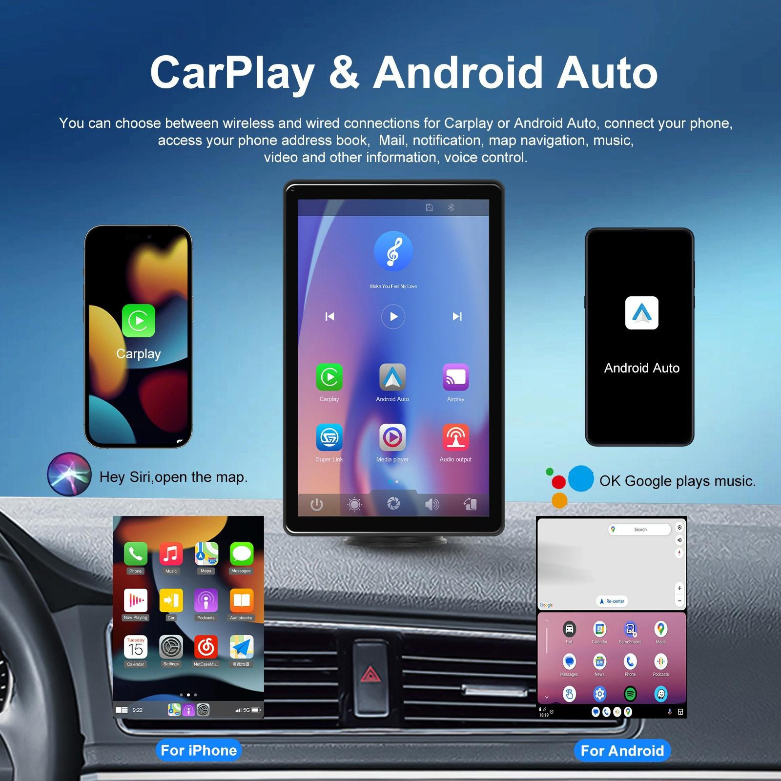 8 Inch Full Touch Car Screen Player - Horizontal / Vertical Carplay / Android Auto - Standard 9