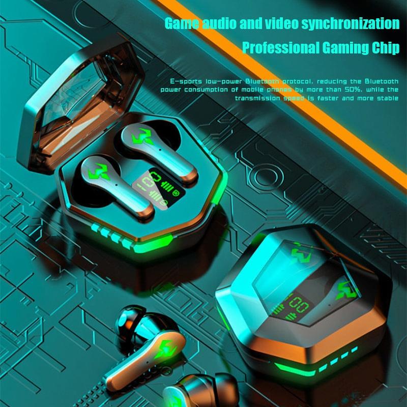 Low Latency Wireless Bluetooth Game Earphones with Colourful Lights - Digital Display 15