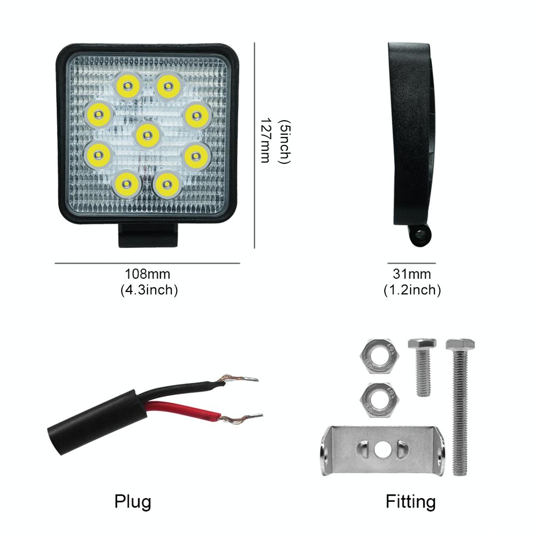 6.7W White Light Square - Shaped Waterproof Car Boat Marine Work Lights Spotlight Led Bulbs Dc 9 - 30V 3