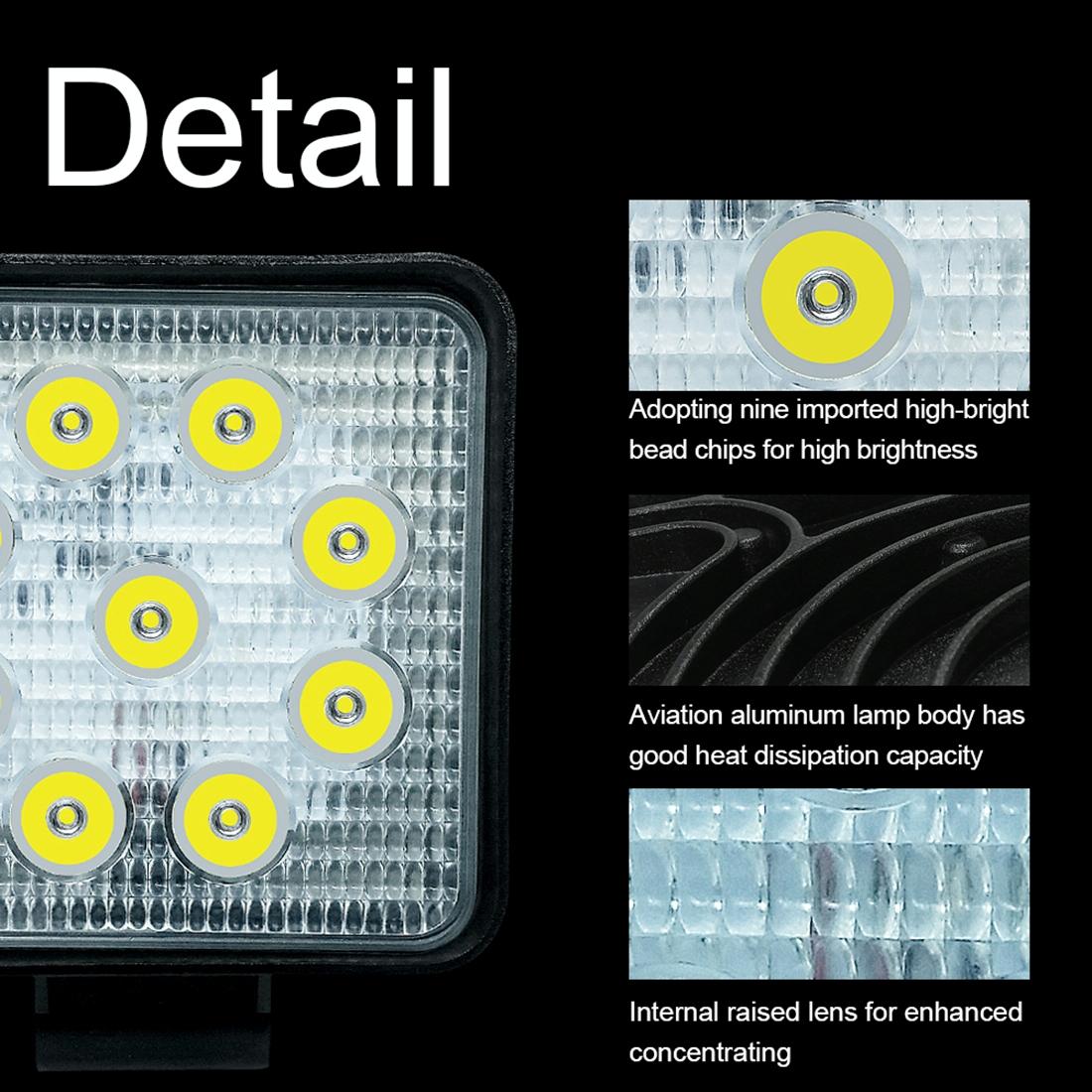 6.7W White Light Square - Shaped Waterproof Car Boat Marine Work Lights Spotlight Led Bulbs Dc 9 - 30V 8