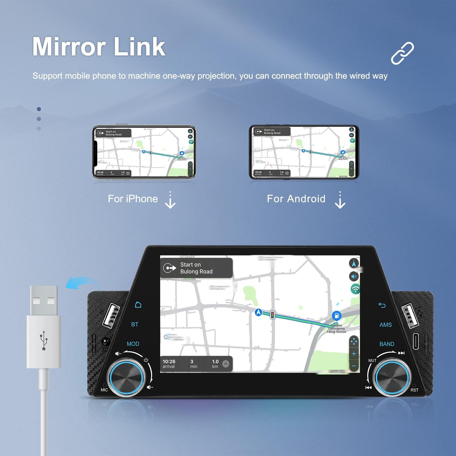 5 Inch Car Multimedia Player - Mirror Link / Steering Wheel Control - Standard 12