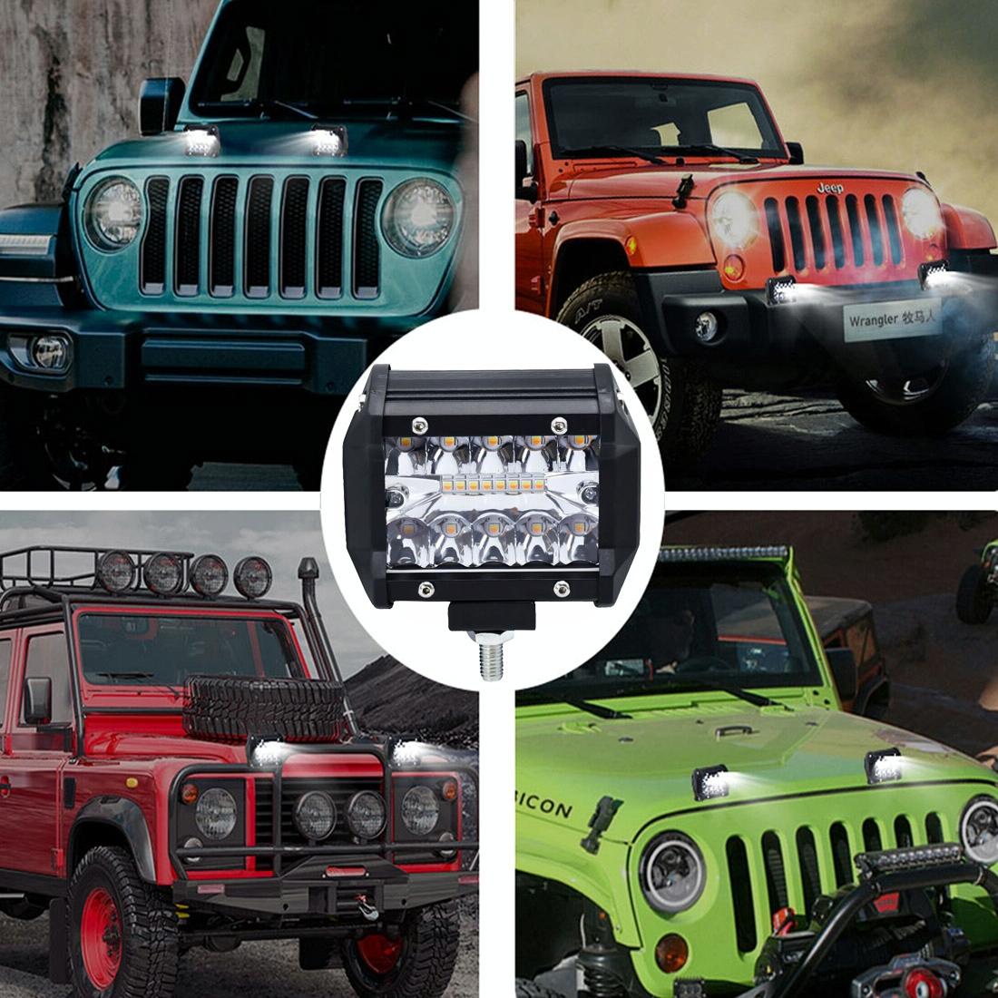4 Inch 13W 3 Row Car Led Strip Light Working Refit Off - Road Vehicle Lamp Roof Strip Light With Yellow White Flash 3