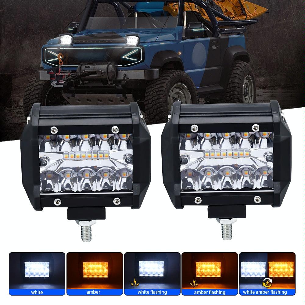 4 Inch 13W 3 Row Car Led Strip Light Working Refit Off - Road Vehicle Lamp Roof Strip Light With Yellow White Flash 4
