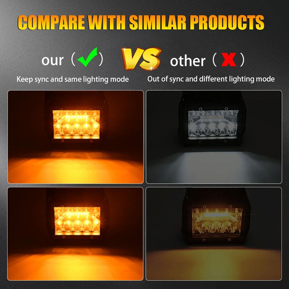 4 Inch 13W 3 Row Car Led Strip Light Working Refit Off - Road Vehicle Lamp Roof Strip Light With Yellow White Flash 5
