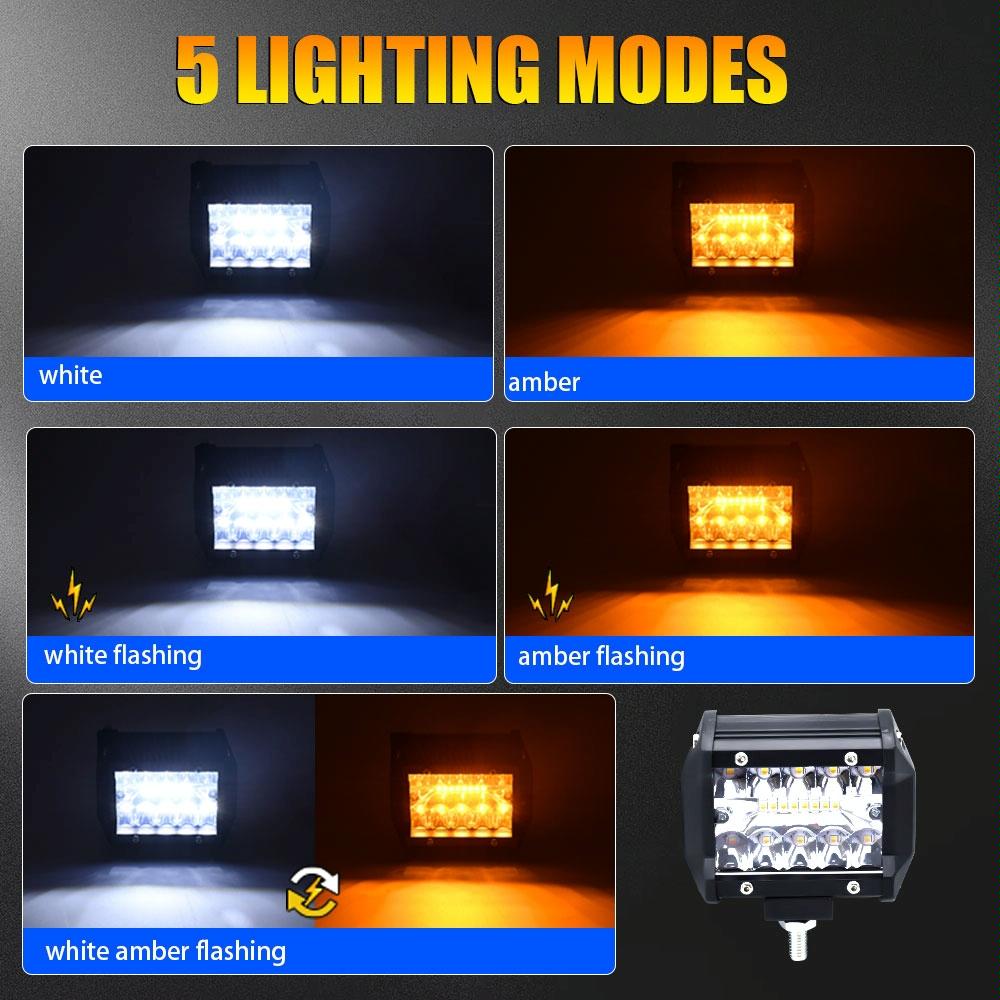 4 Inch 13W 3 Row Car Led Strip Light Working Refit Off - Road Vehicle Lamp Roof Strip Light With Yellow White Flash 6