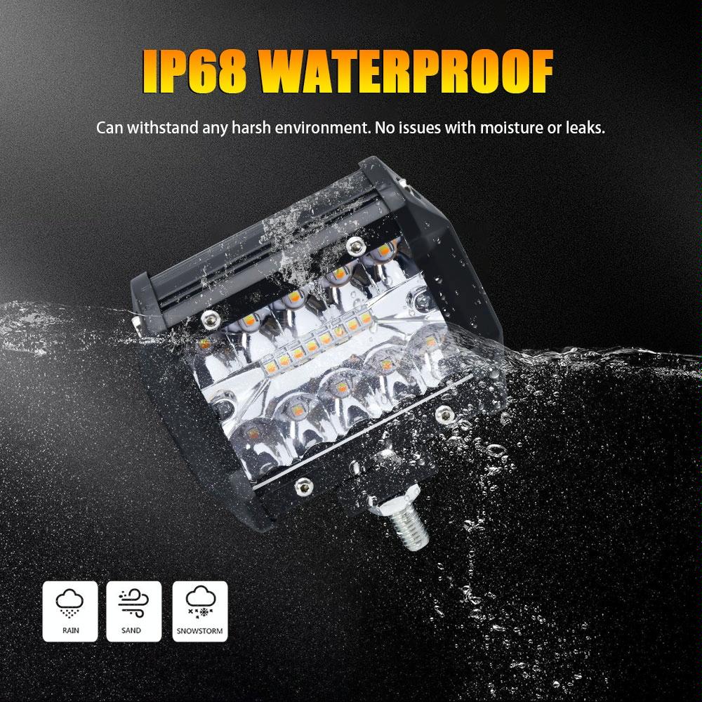 4 Inch 13W 3 Row Car Led Strip Light Working Refit Off - Road Vehicle Lamp Roof Strip Light With Yellow White Flash 8