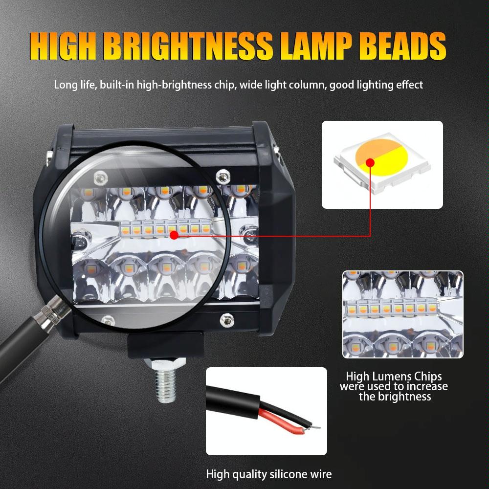 4 Inch 13W 3 Row Car Led Strip Light Working Refit Off - Road Vehicle Lamp Roof Strip Light With Yellow White Flash 9