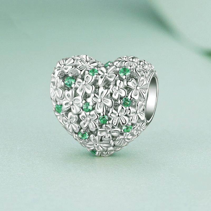 925 Sterling Silver Green Zircon Clover Beads 3