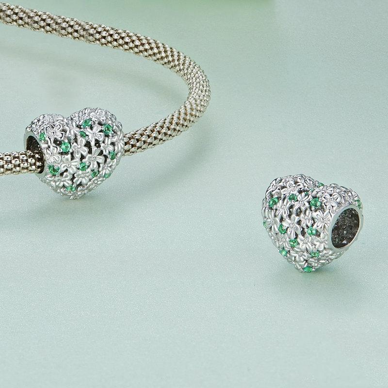 925 Sterling Silver Green Zircon Clover Beads 4