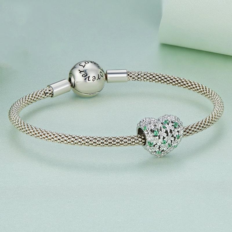 925 Sterling Silver Green Zircon Clover Beads 5