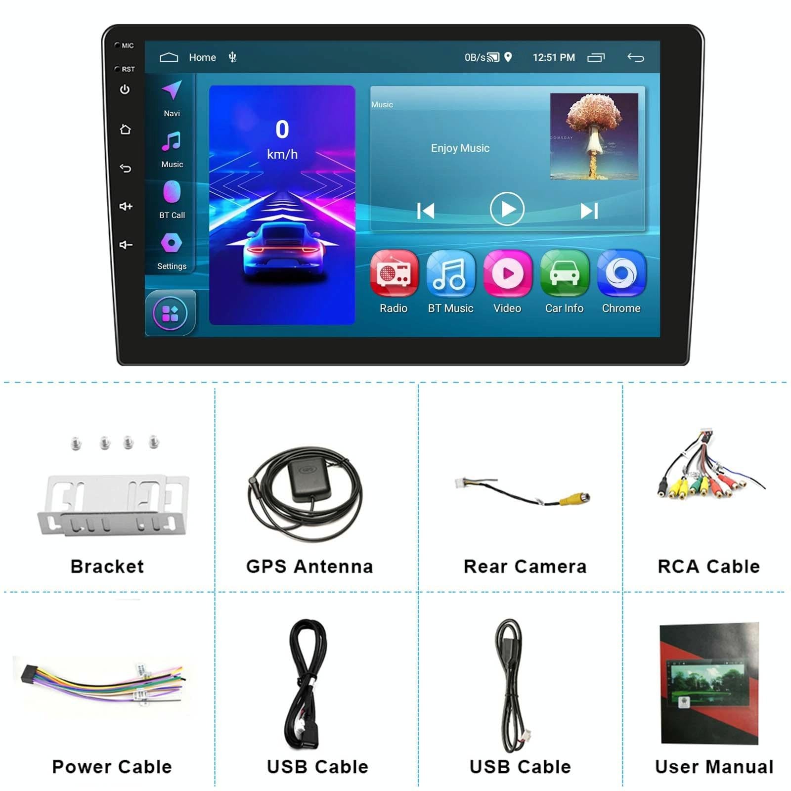 10 Inch Car Android Navigation Screen With Carplay - 2 + 64G 3