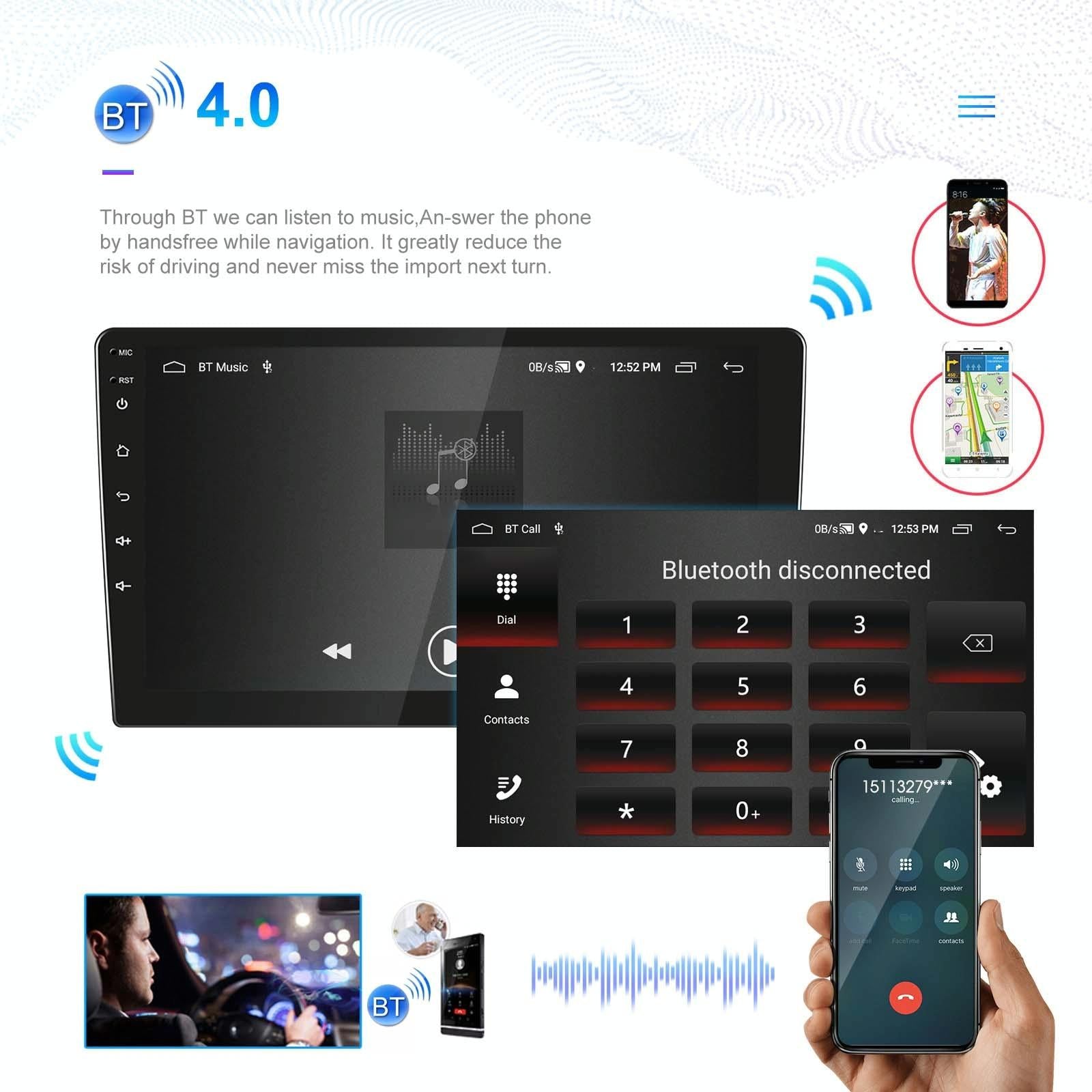 10 Inch Car Android Navigation Screen With Carplay - 2 + 64G 16