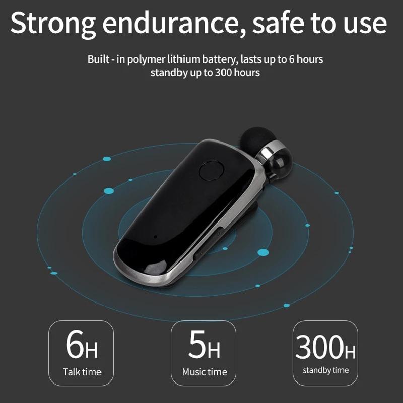 Wireless Bluetooth In-ear Earphone with Vibrating Alert and Hands-free Clip - Black 7