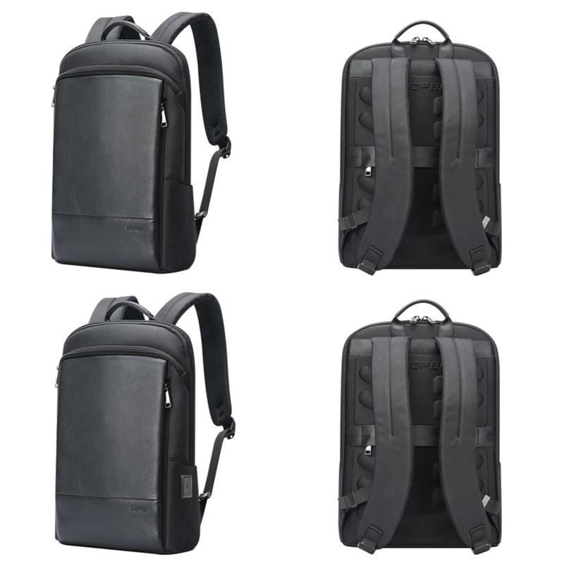 Waterproof Business Laptop Backpack - Genuine Leather Lightweight - Deluxe 3