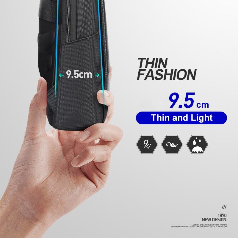 Waterproof Business Laptop Backpack - Genuine Leather Lightweight - Deluxe 9