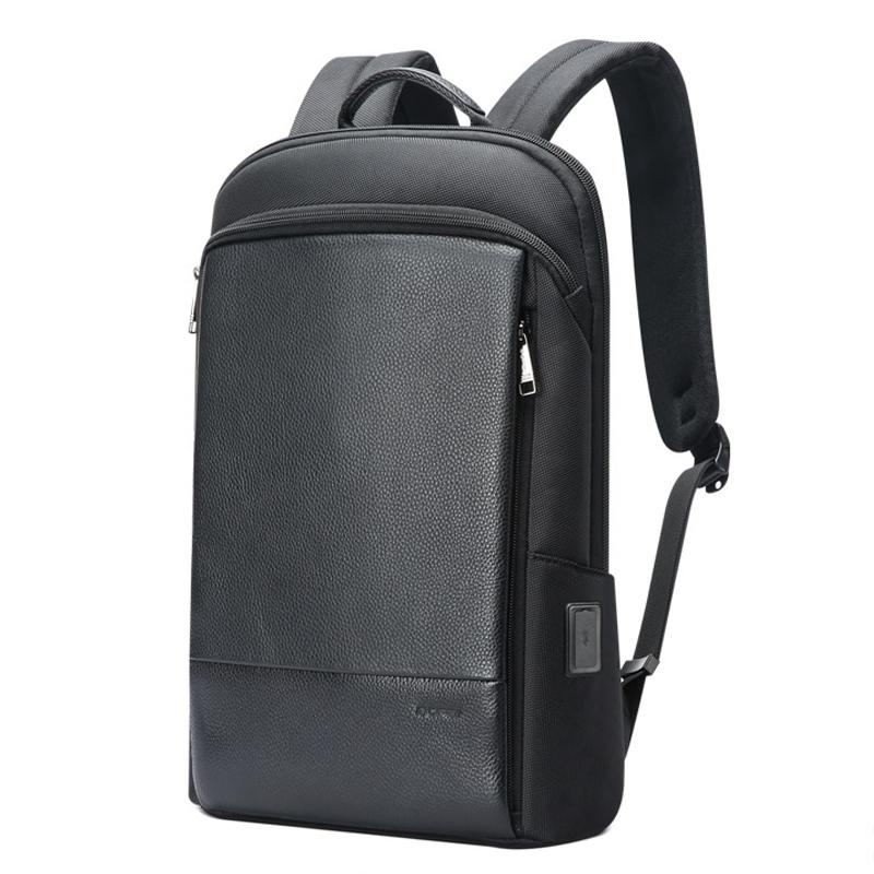 Waterproof Business Laptop Backpack - Genuine Leather Lightweight - Deluxe 15