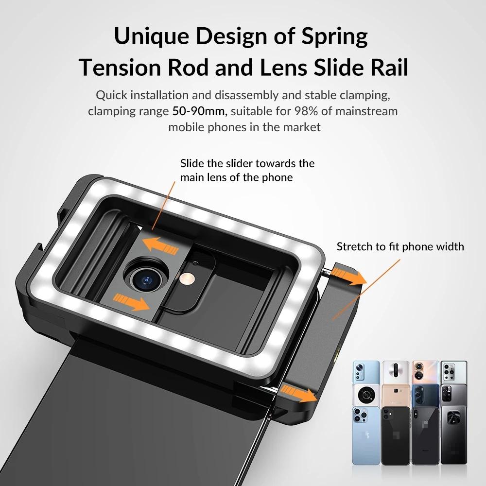 Universal Phone Clip with Multifunctional Fill Light - 1 / 4 & M17 M37 Thread Interface 9