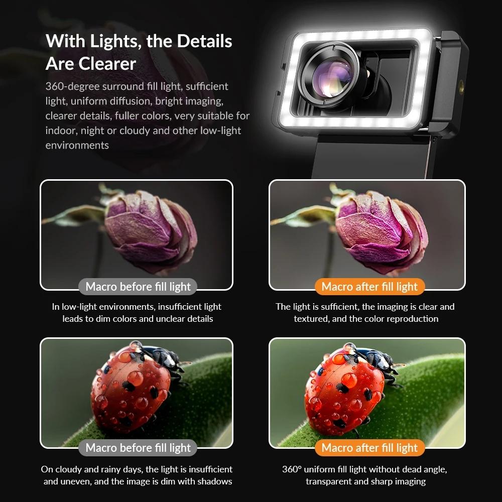 Universal Phone Clip with Multifunctional Fill Light - 1 / 4 & M17 M37 Thread Interface 10