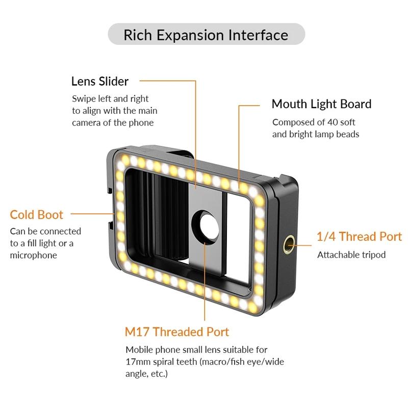 Universal Phone Clip with Multifunctional Fill Light - 1 / 4 & M17 M37 Thread Interface 11