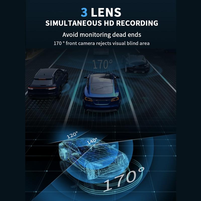3-in-1 Car Dash Cam with Wifi 1080p Night Vision 3 Ips Screen 32gb - 32G 8