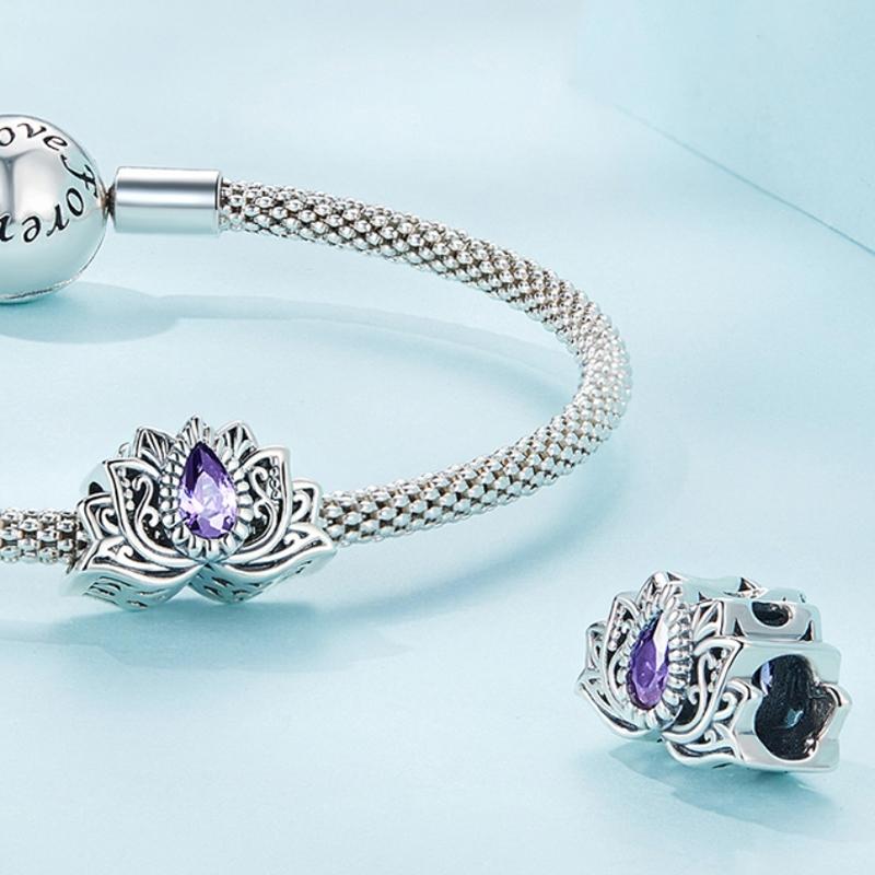925 Sterling Silver Zircon Lotus Bracelet 4