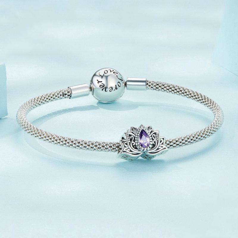 925 Sterling Silver Zircon Lotus Bracelet 5