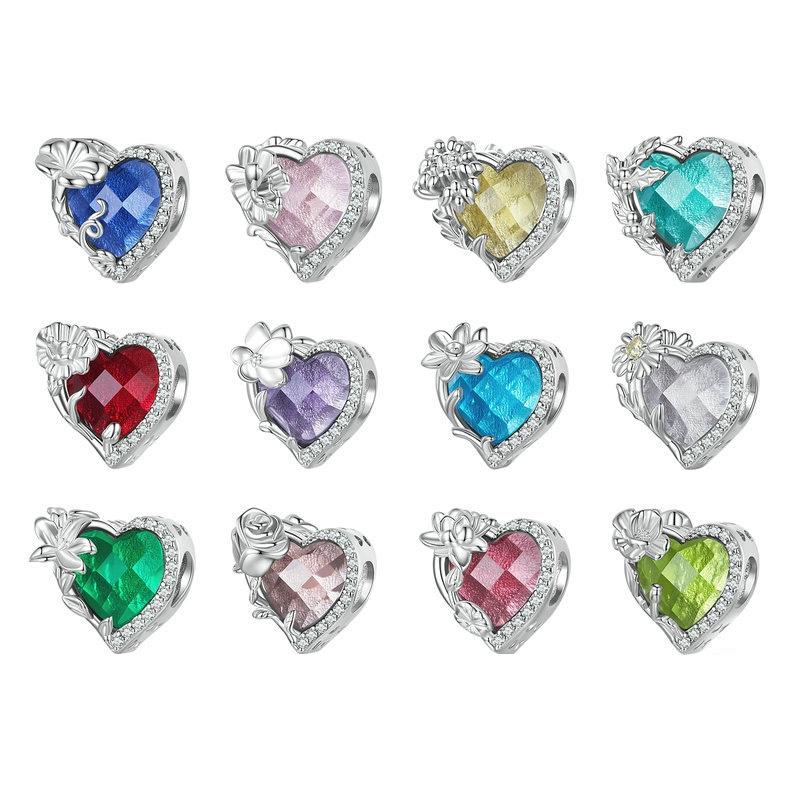 925 Sterling Silver Birthstone Bracelet With Love Pearl Beads January Style - January 3