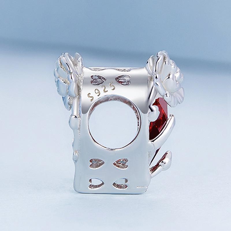 925 Sterling Silver Birthstone Bracelet With Love Pearl Beads January Style - January 5