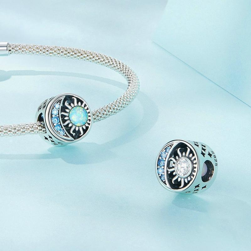 925 Sterling Silver Opal Sun Star & Moon Bracelet 3