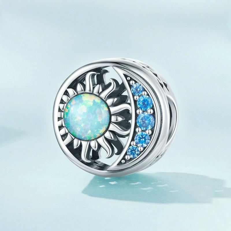 925 Sterling Silver Opal Sun Star & Moon Bracelet 5