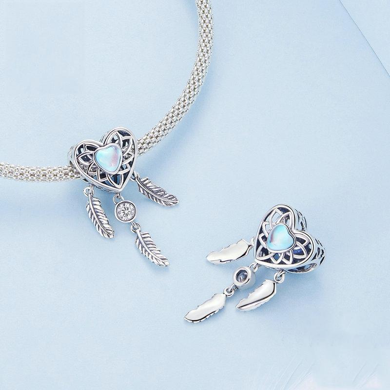 925 Sterling Silver Zircon Heart Dreamcatcher Bracelet 3