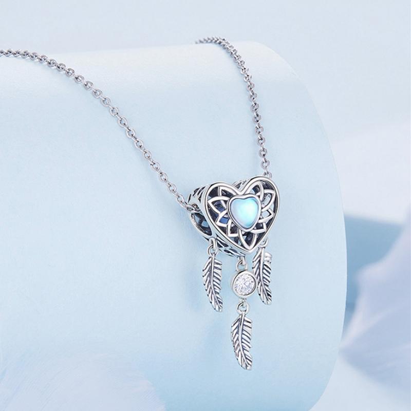 925 Sterling Silver Zircon Heart Dreamcatcher Bracelet 4