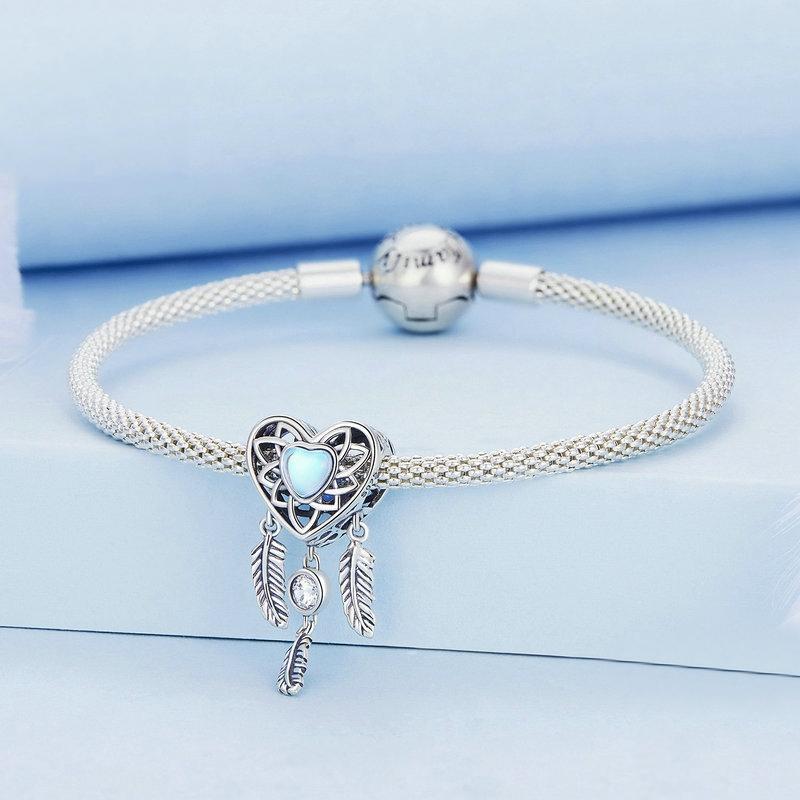925 Sterling Silver Zircon Heart Dreamcatcher Bracelet 5