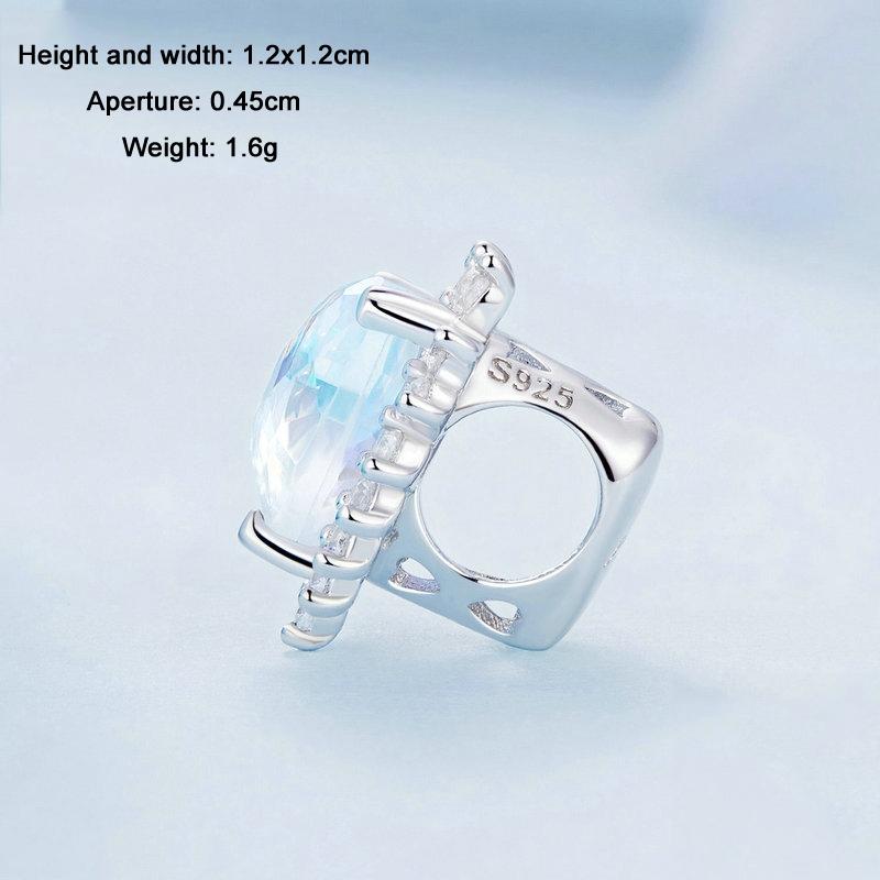 925 Sterling Silver Heart Charm Glass Bead Bracelet 4