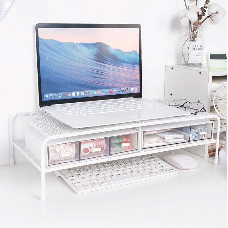Desk Organizer Bracket for Elevated Computer Monitor - Wrought Iron - Standard Single Layer