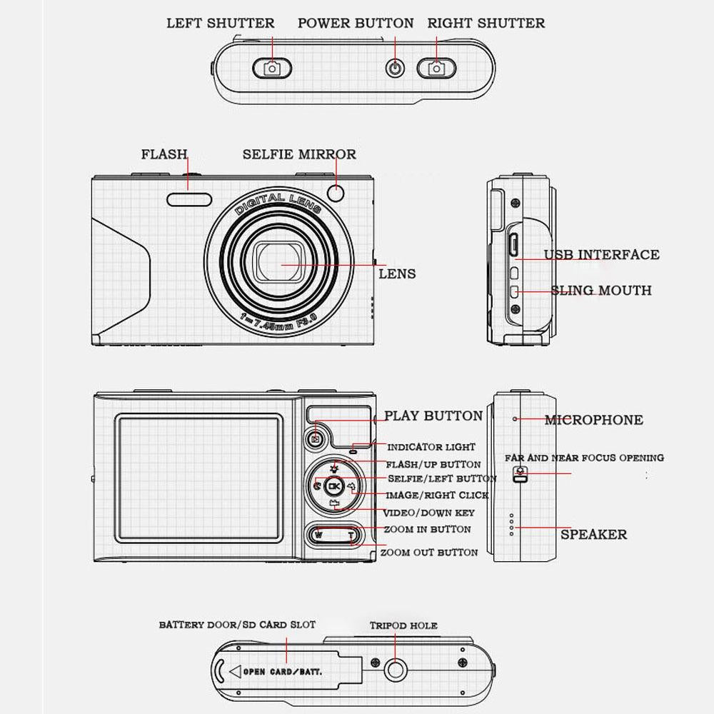 Retro 4K Digital Camera With 2.7 Lcd Screen - 30W Standard White 7