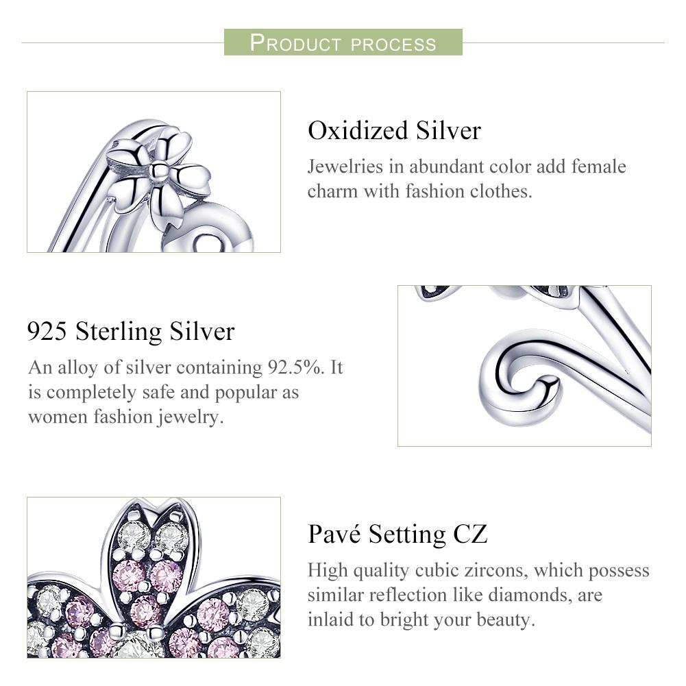 925 Sterling Silver Floral Diy Bracelet Charm 5
