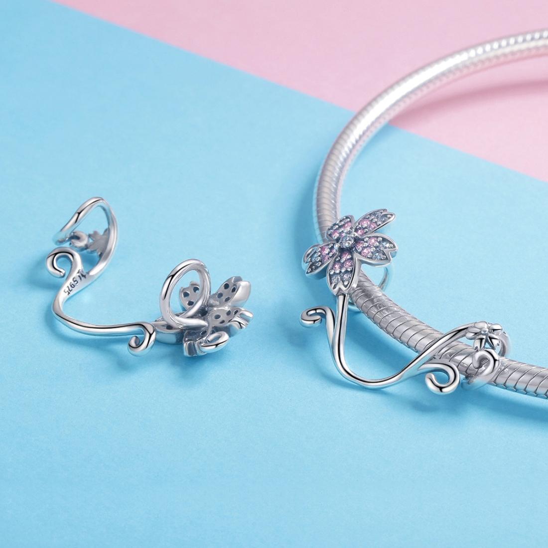 925 Sterling Silver Floral Diy Bracelet Charm 7